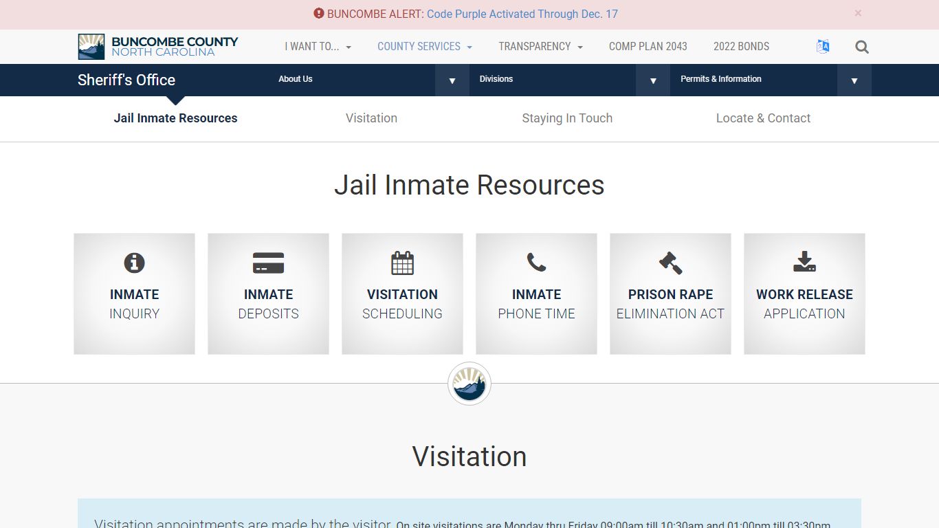 Sheriff's Office - Jail Inmate Resources - Buncombe County